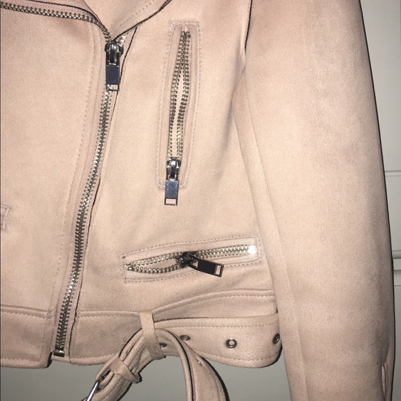 ZARA LIGHT PINK CROPPED MOTO JACKET - Picture 3 of 6